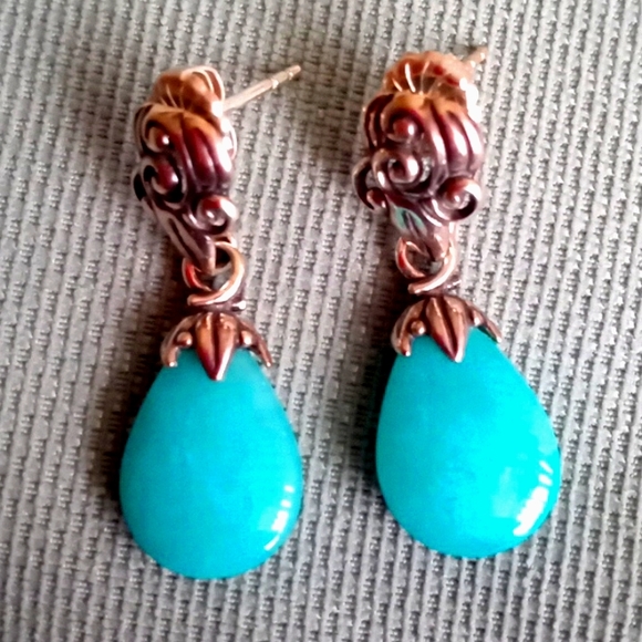 Carolyn Pollock Jewelry - *Sold-Do not buy* CAROLYN POLLOCK AMAZONITE AND STERLING SILVER EARRING'S